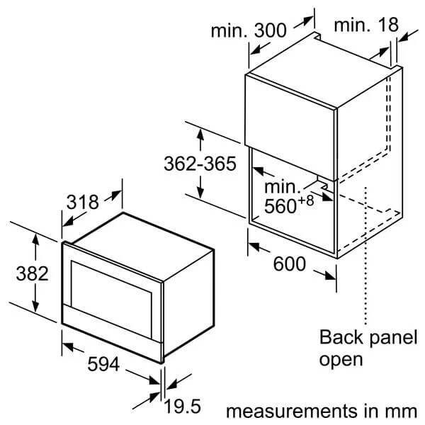 Bản vẽ Lò vi sóng âm tủ Bosch BEL554MS0